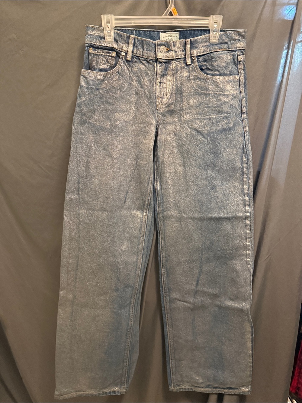 REVICE Distressed Metallic Blue Jeans